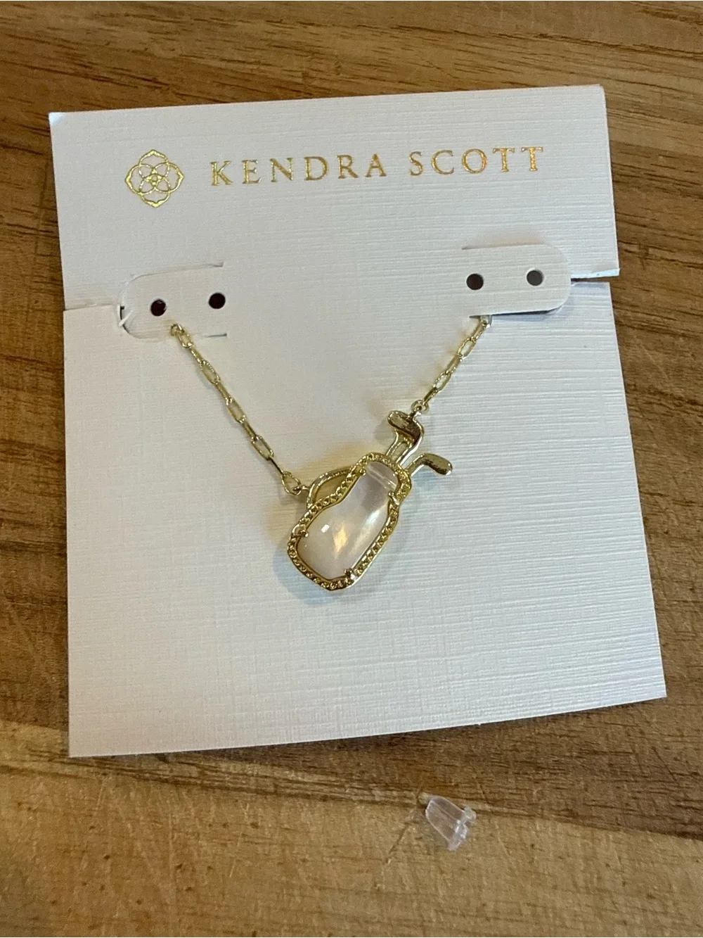 New Kendra Scott Golf Gold Short Pendant Necklace Ivory Mother-of-Pearl - New - Picture 2 of 5